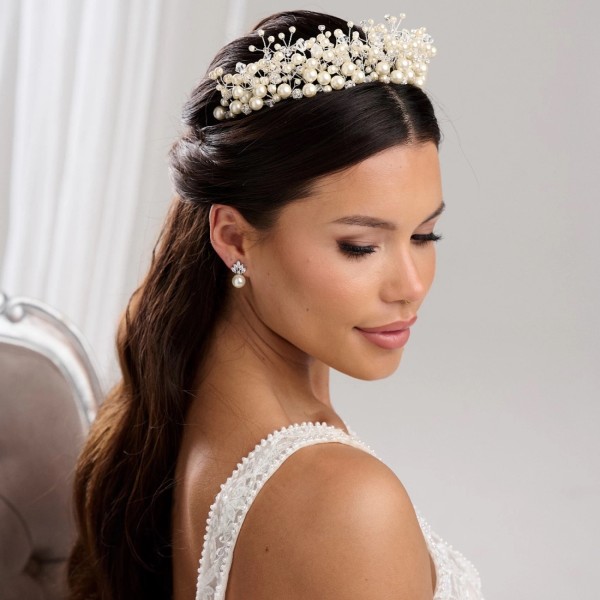 Half Up Half Down Wedding Hair with Tiara