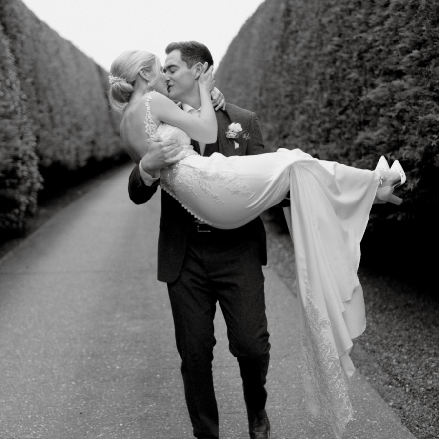 Real Bride - Becky wearing Maya block heels and Anemone hair comb