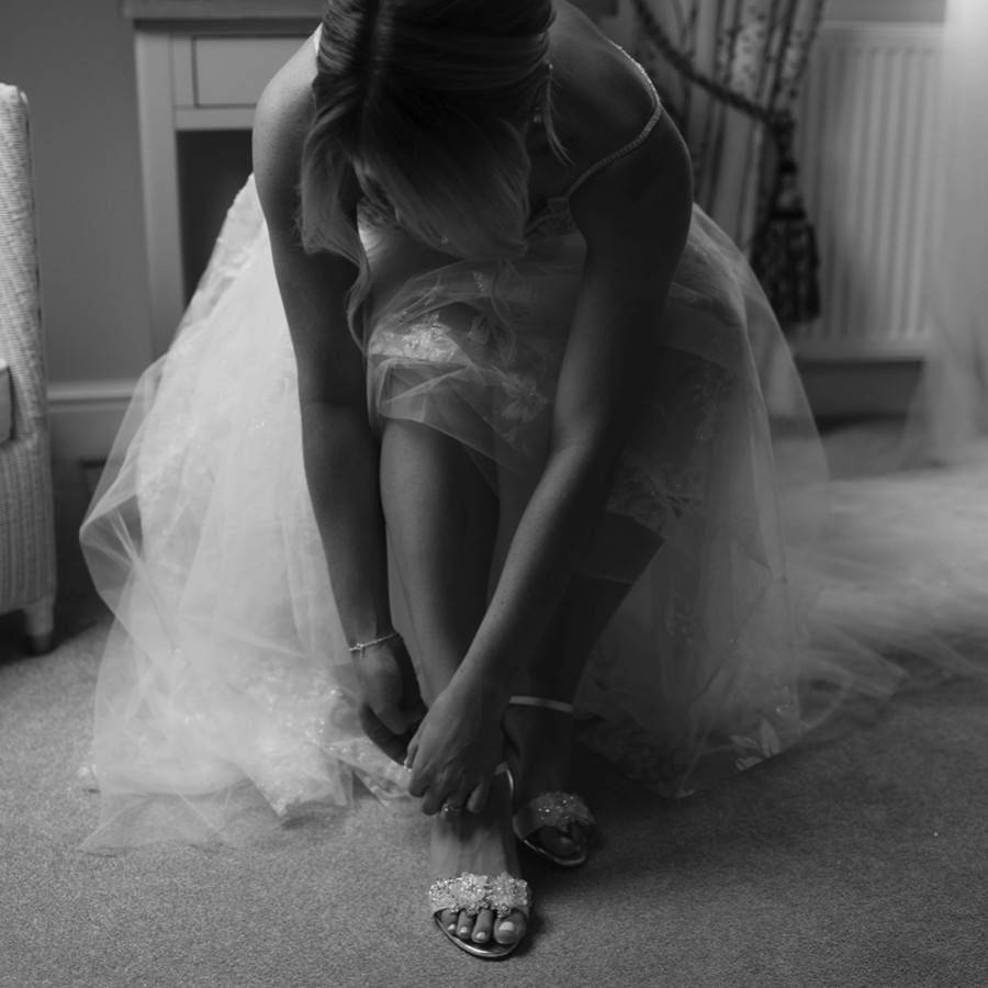 Real Bride - Rebecca wearing Mia block heel sandals