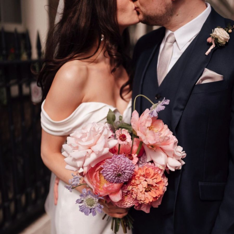 Real Bride - Sara wearing Intrigue veil