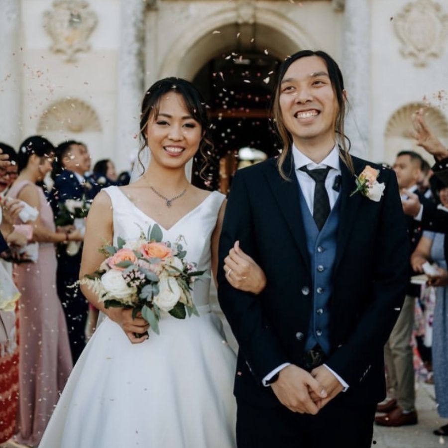 Real Bride - Sophie wearing Cindy block heel sandals