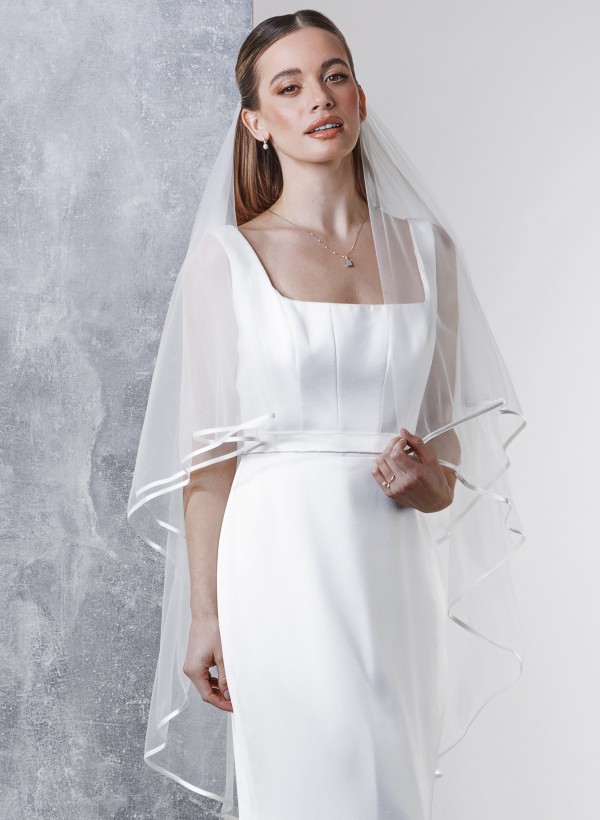 Rainbow Club Jessamy Ivory Two Tier Satin Edge Veil