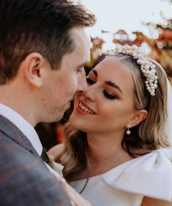Real Bride Beth wearing Celestial headband