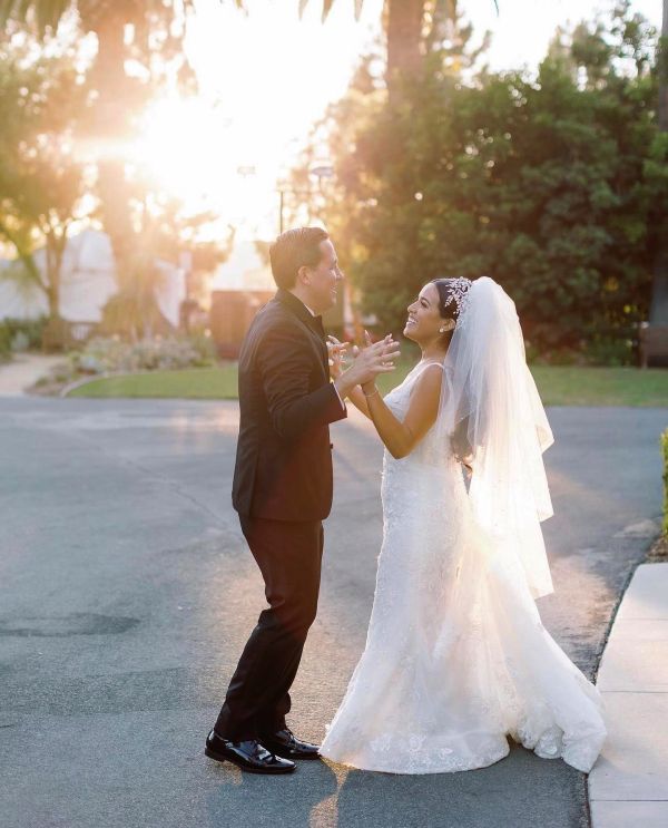 Real Bride Emma wearing Philadelphia veil