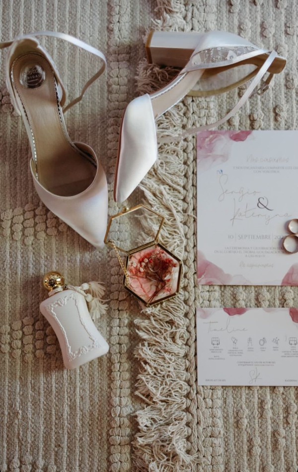 Real Bride Katya wearing Indi block heels