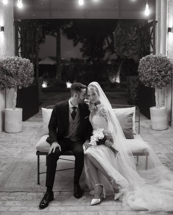 Real Bride Katya wearing Indi block heels