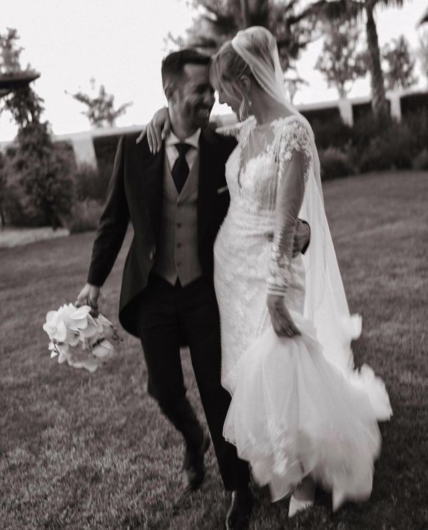 Real Bride Katya wearing Indi block heels