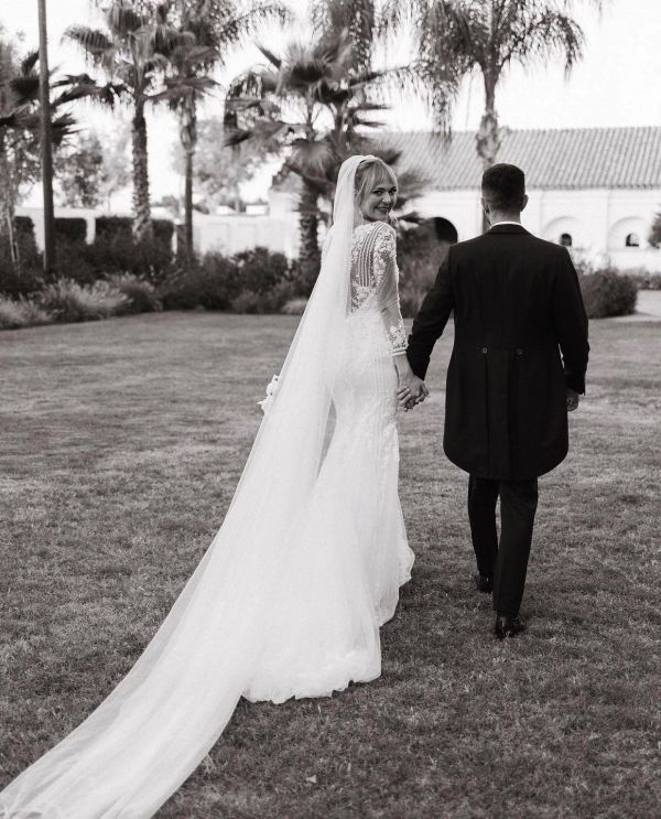 Real Bride Katya wearing Indi block heels