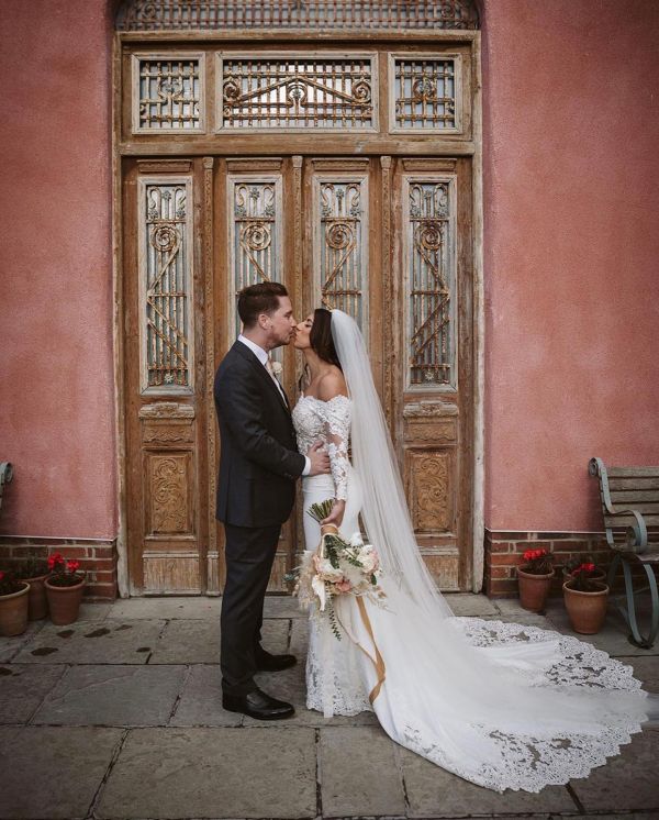 Real Bride Louise wearing Florence earrings