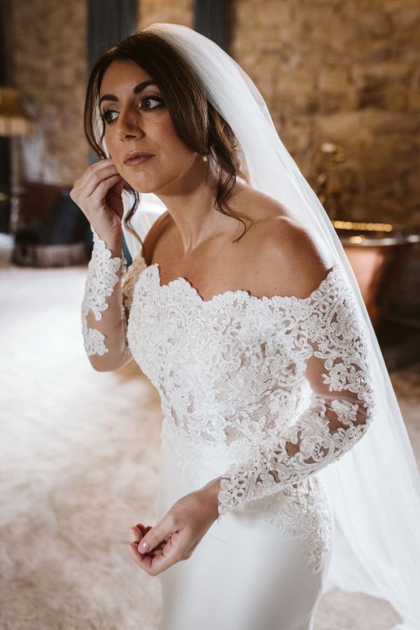 Real Bride Louise wearing Florence earrings