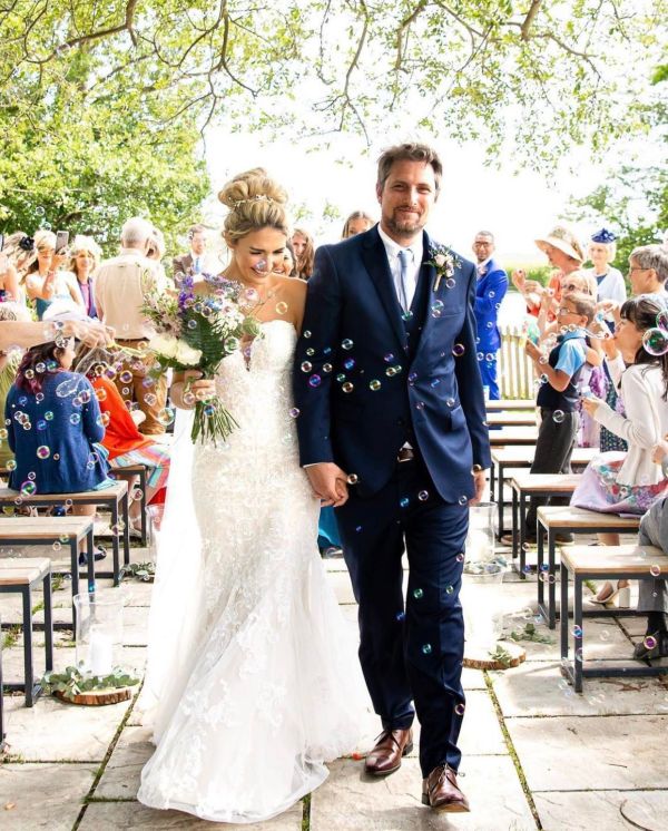 Real bride Sabrah wearing Phoenix Sandals