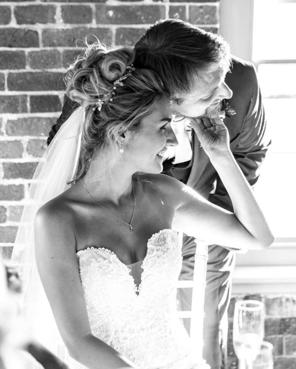 Real bride Sabrah wearing Phoenix Sandals