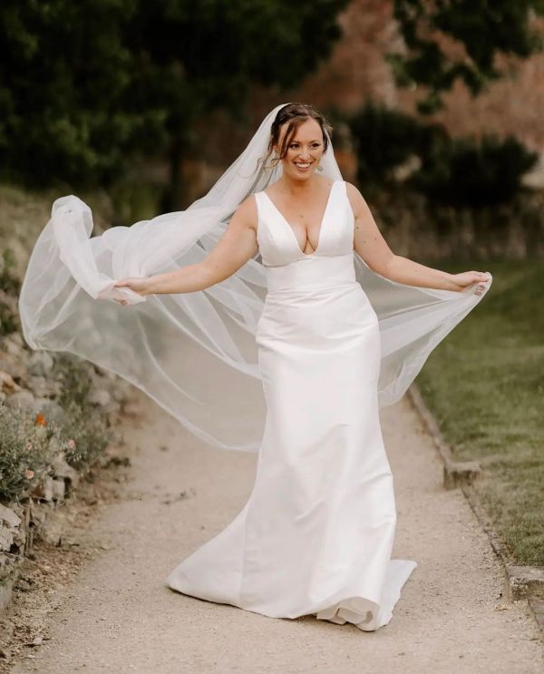 Real Bride Suzi wearing our Kiera block heels