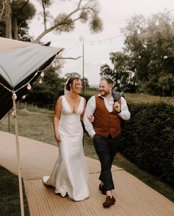 Real Bride Suzi wearing our Kiera block heels