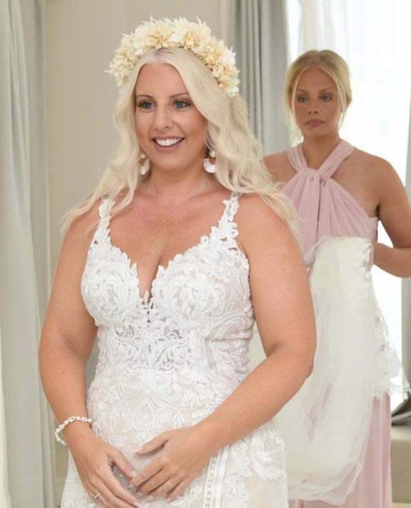 Real Bride Ursula wearing Siren bracelet and Paradise earrings