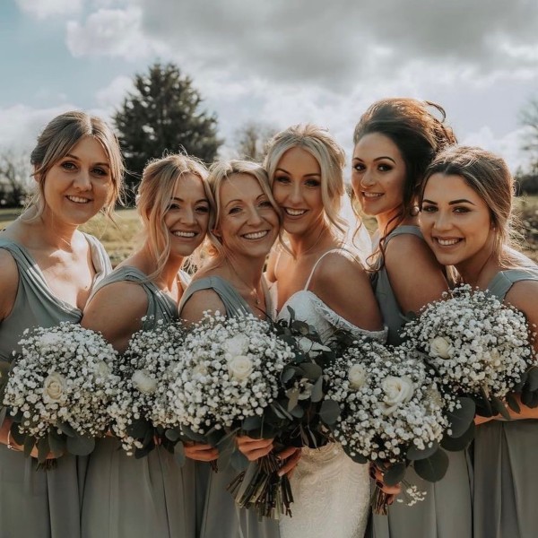 Real Bride Emma wearing Isla block heel sandals