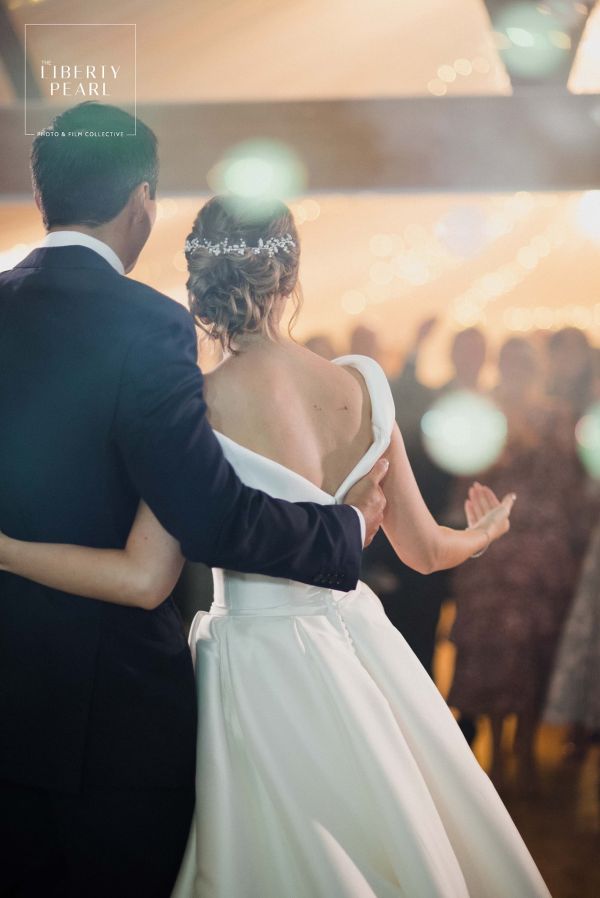 Real Bride Hannah wearing Adeline hair vine