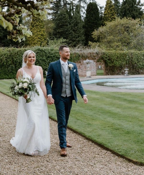 Real Bride Lauren wearing Clara block heels