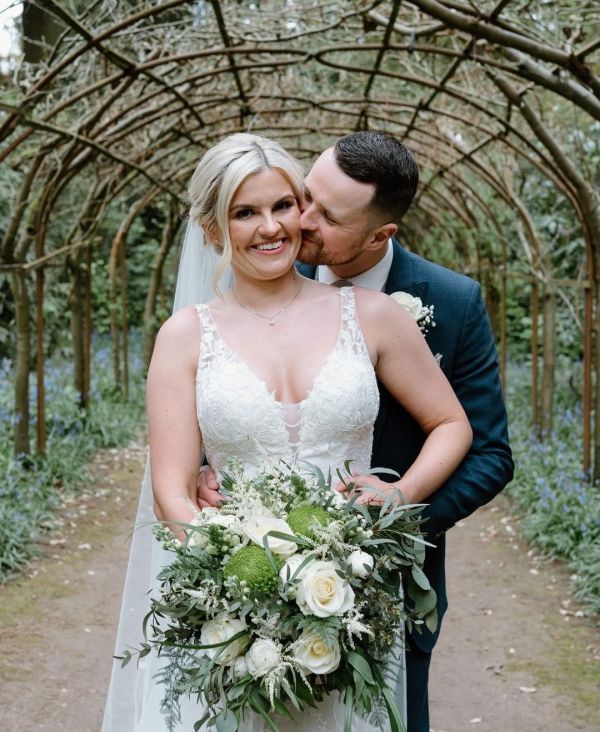 Real Bride Lauren wearing Clara block heels