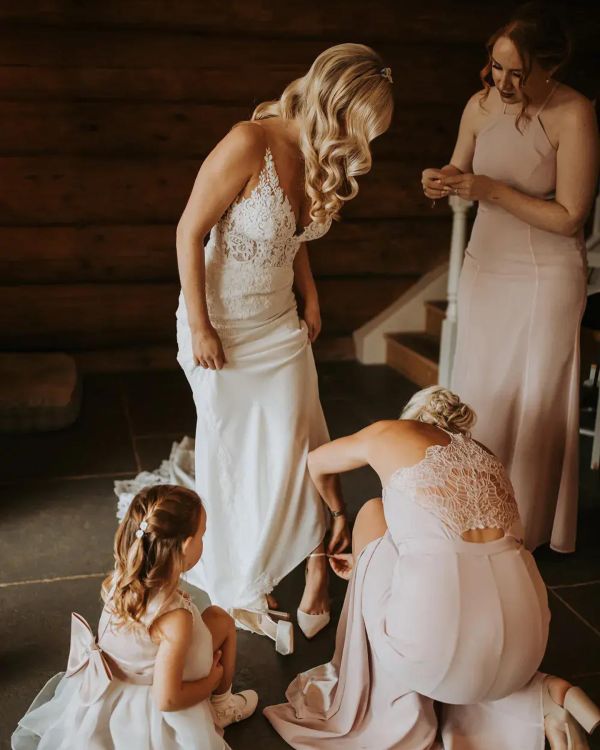 Real Bride Melissa wearing Indi block heels