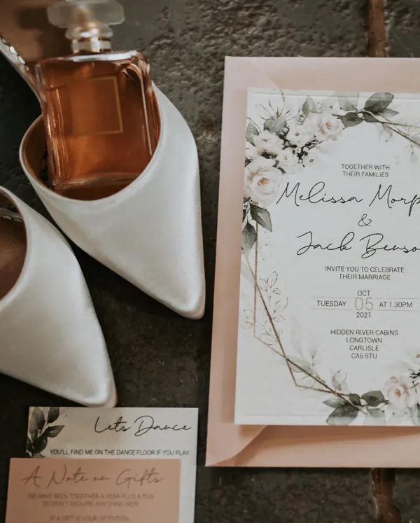 Real Bride Melissa wearing Indi block heels