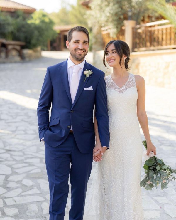 Real Bride Sim wearing Serrano earrings