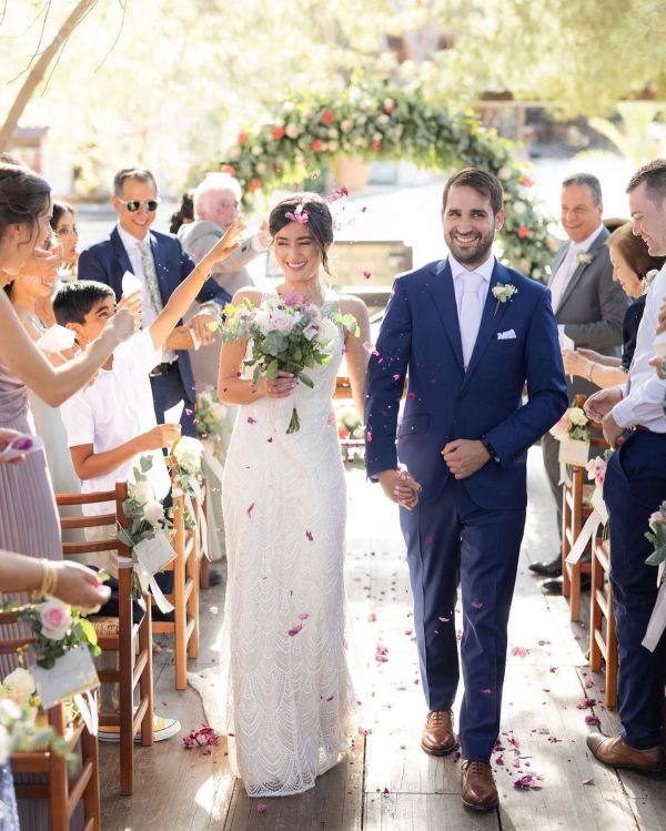 Real Bride Sim wearing Serrano earrings