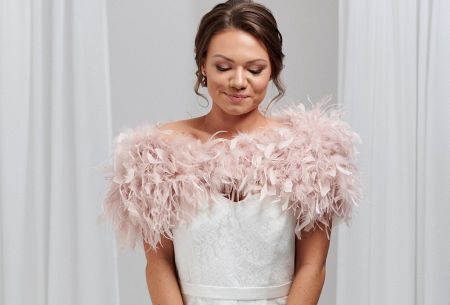 Bardot Blush Pink Ostrich Feather Stole 3