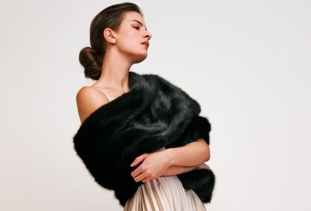 Black Faux Fur Stole