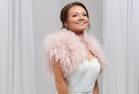 Hayworth Blush Ostrich Feather Bolero