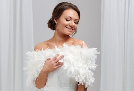 Olivia Ivory Ruffle Feather Wrap