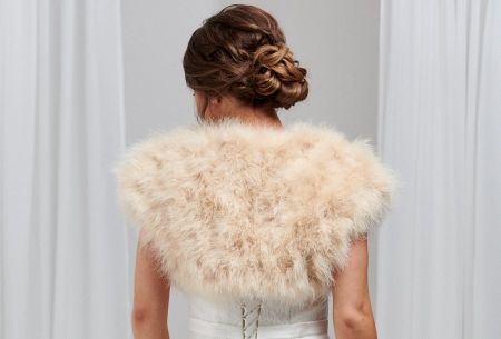 Sophia Champagne Feather Bolero