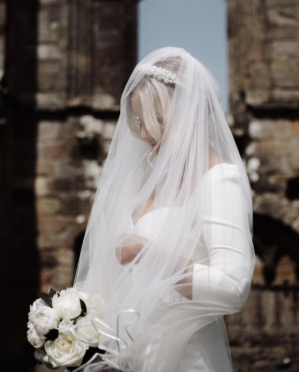 Photo of Bianco Ivory Soft Tulle Two Tier Satin Edge Cathedral Veil S241 uploaded by A on 23rd June 2023