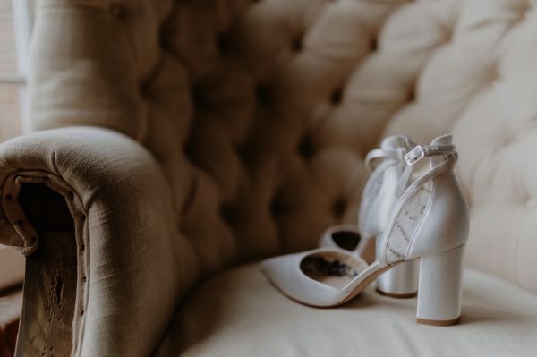 Photo of Perfect Bridal Indi Dyeable Ivory Satin Block Heel Ankle Strap Court Shoes uploaded by A on 11th October 2022