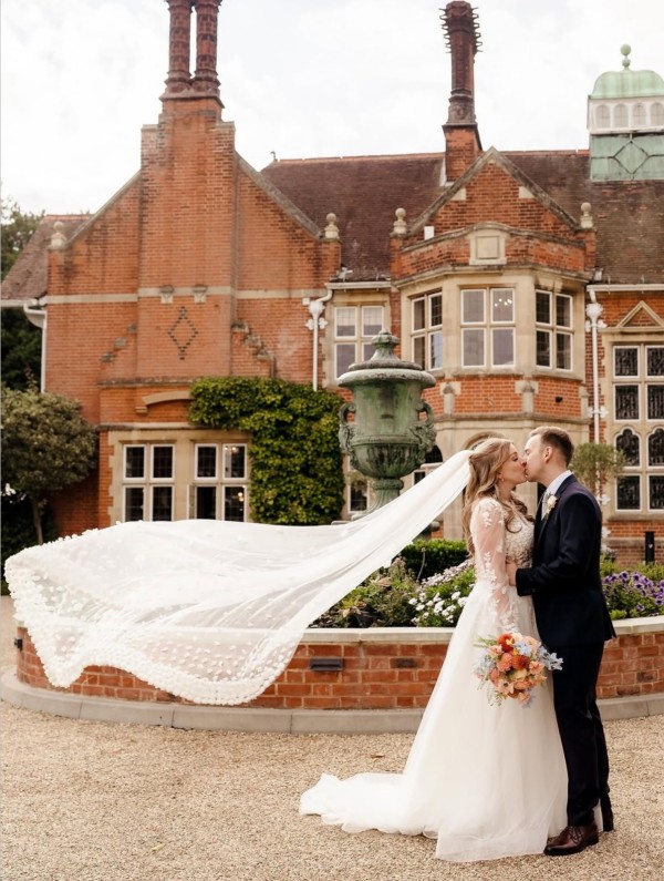 Photo of Perfect Bridal Ivory Single Tier Heavily Embellished 3D Flowers Cathedral Veil uploaded by A on 10th March 2026