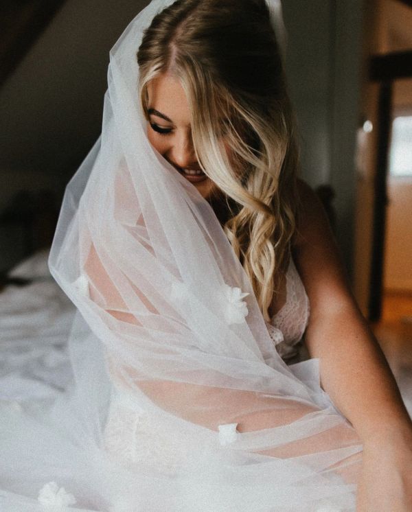 Photo of Perfect Bridal Ivory Single Tier 3D Flowers Cathedral Veil uploaded by D on 29th September 2023