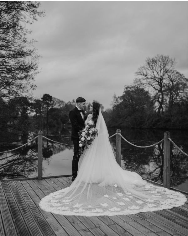 Photo of Perfect Bridal Ivory Single Tier Beaded Floral Lace Cathedral Veil with Motifs uploaded by D on 18th May 2023