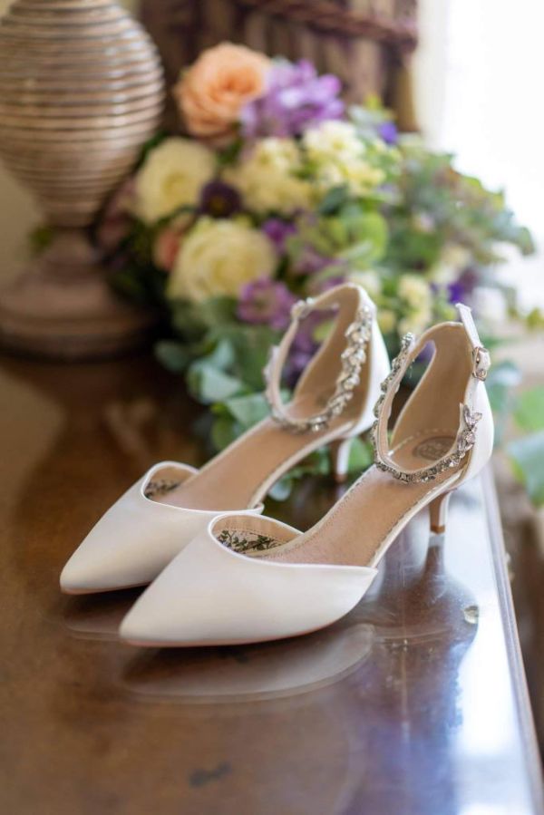 Photo of Perfect Bridal Eliza Dyeable Ivory Satin Embellished Ankle Strap Kitten Heels uploaded by E on 10th August 2021