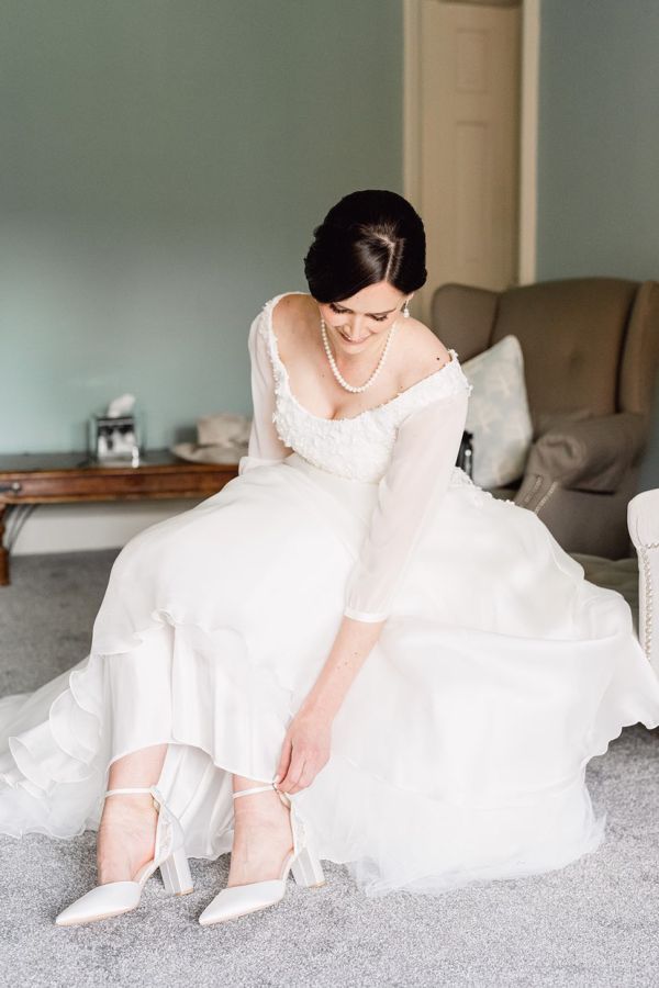 Photo of Perfect Bridal Indi Dyeable Ivory Satin Block Heel Ankle Strap Court Shoes uploaded by E on 6th September 2022