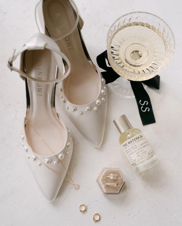 Photo of Rainbow Club Maya Dyeable Ivory Satin Pearl Block Heel Ankle Strap Court Shoes uploaded by E on 24th April 2024