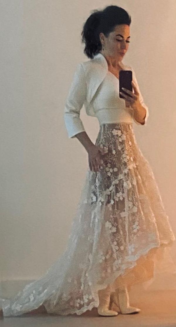 Photo of Bianco Ivory Matte Satin 3/4 Length Sleeve Wedding Jacket E55S uploaded by I on 6th December 2022