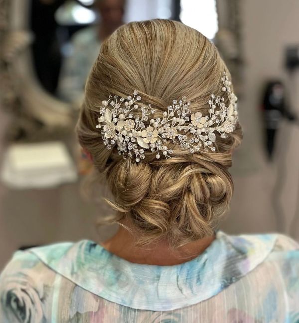 Photo of Layla Vine of Silver Enamelled Blossoms and Sprigs Hair Clip uploaded by JH on 24th July 2023