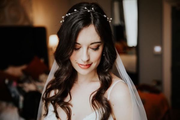 Photo of Aruba Long Delicate Pearl Wedding Hair Vine (Gold) uploaded by L on 8th June 2023