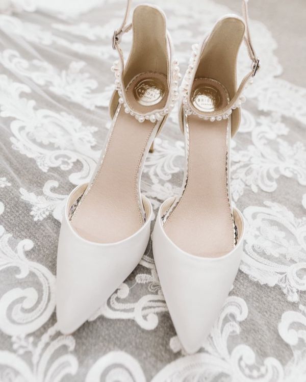 Photo of Perfect Bridal Ella Dyeable Ivory Satin Keshi Pearl Ankle Strap Court Shoes uploaded by L on 10th June 2022
