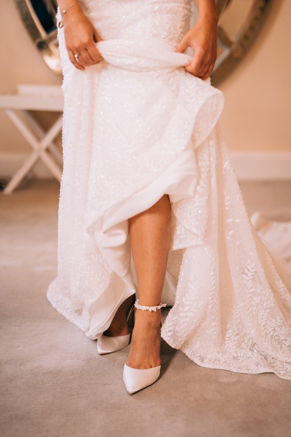 Photo of Perfect Bridal Ella Dyeable Ivory Satin Keshi Pearl Ankle Strap Court Shoes uploaded by L on 24th April 2024