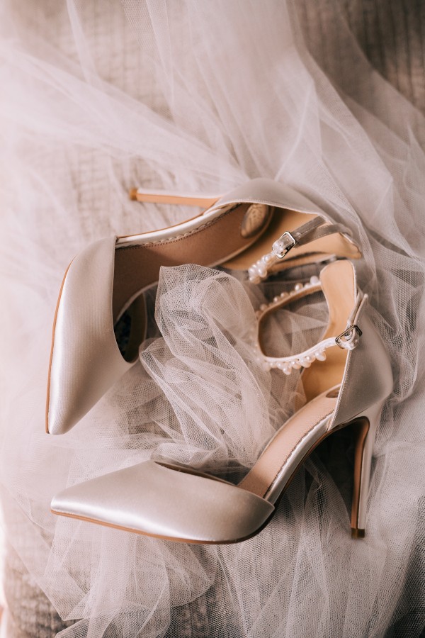 Photo of Perfect Bridal Ella Dyeable Ivory Satin Keshi Pearl Ankle Strap Court Shoes uploaded by L on 24th April 2024