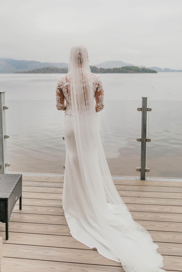 Photo of Bianco Ivory Plain Single Tier Cathedral Veil with Cut Edge S261 uploaded by N on 24th June 2024