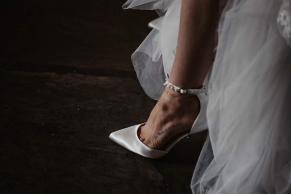 Photo of Perfect Bridal Ella Dyeable Ivory Satin Keshi Pearl Ankle Strap Court Shoes uploaded by R on 19th July 2021