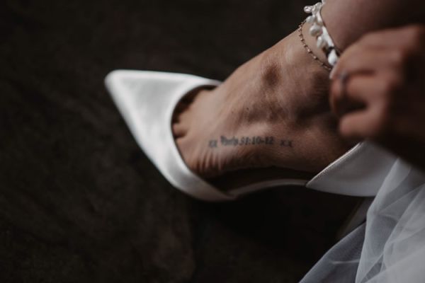 Photo of Perfect Bridal Ella Dyeable Ivory Satin Keshi Pearl Ankle Strap Court Shoes uploaded by R on 19th July 2021