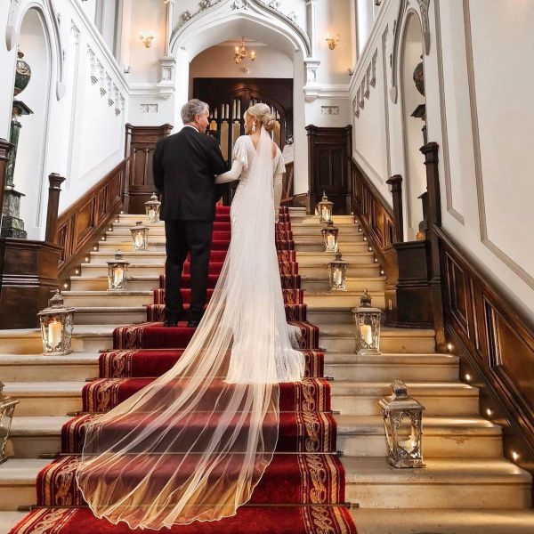 Photo of Bianco Ivory Single Tier Beaded Edge Cathedral Veil S305 uploaded by S on 15th July 2022